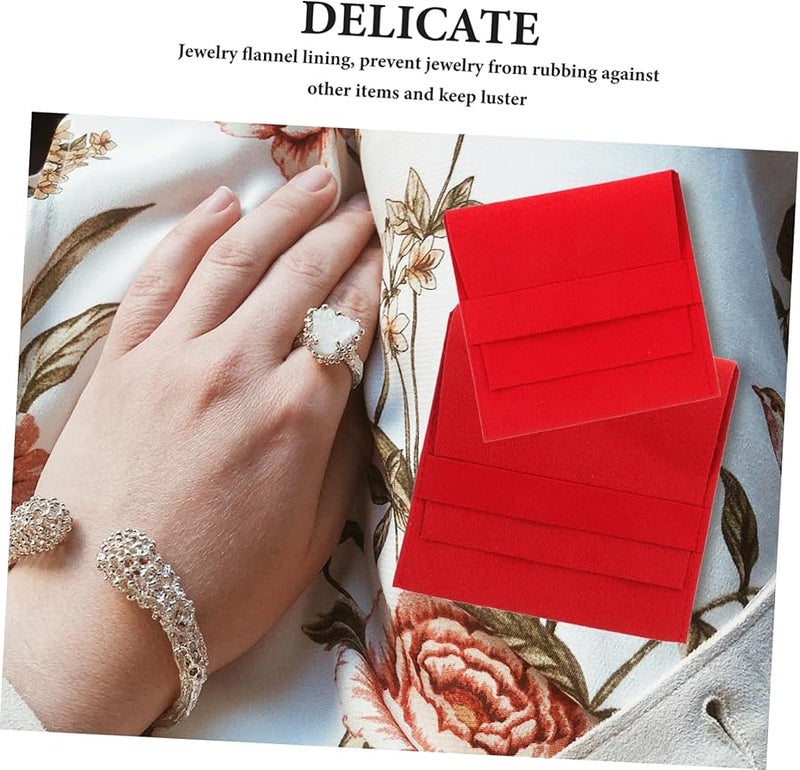 حقيبة سفر مجوهرات حمراء منظم تخزين مزدوج الجوانب للقلائد والأقراط والأساور - Image 3